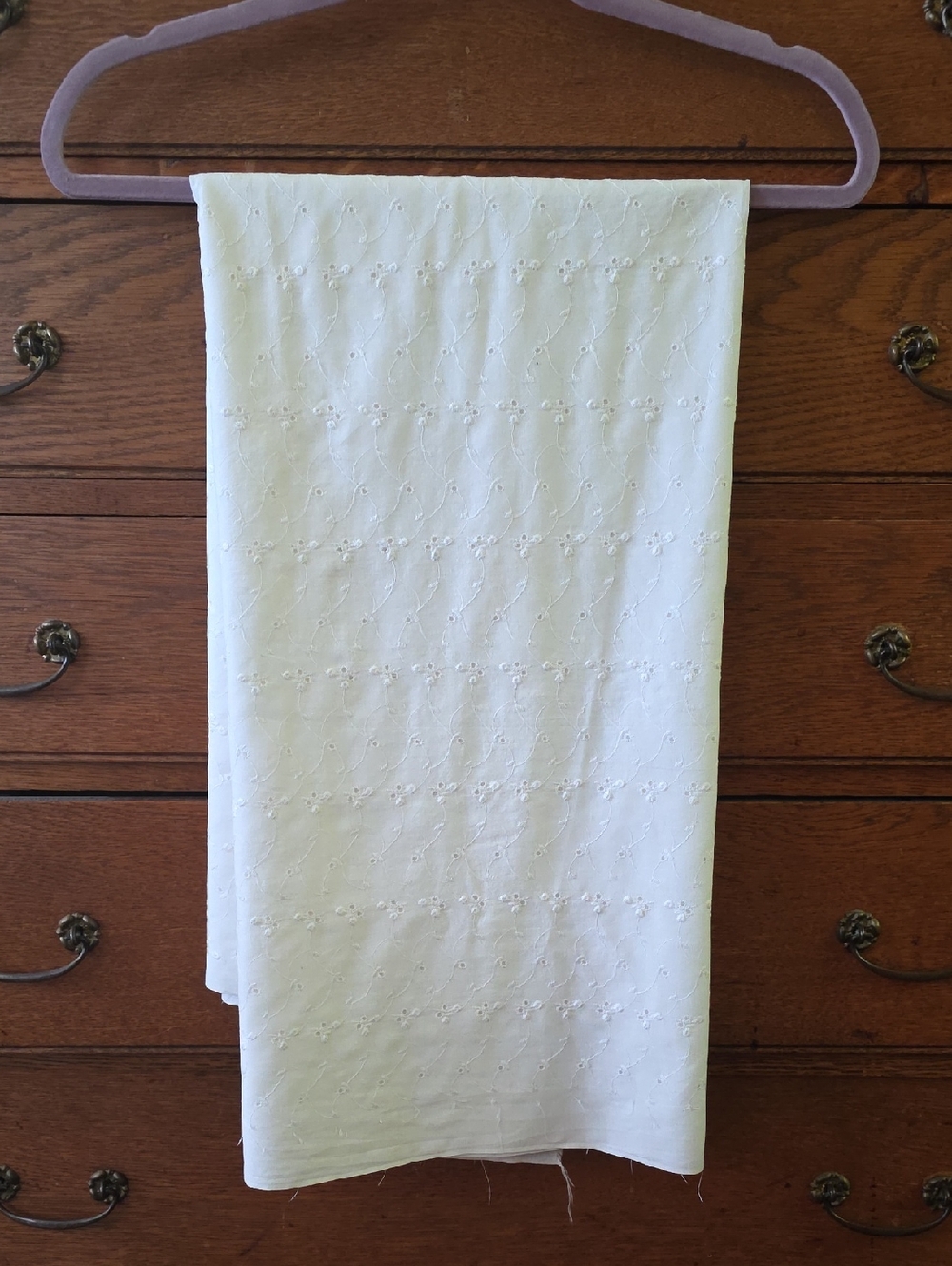 Embroidered Eyelet White Fabric 2 Yds X 42" Wide